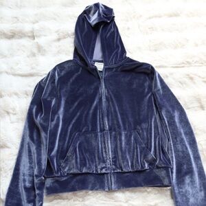 Victoria’s Secret Pink Velvet Zip-Up Hoodie in Dark Blue